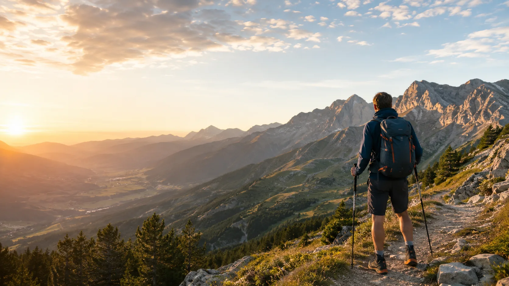 Senderista caminant per un camí de muntanya a la Cerdanya